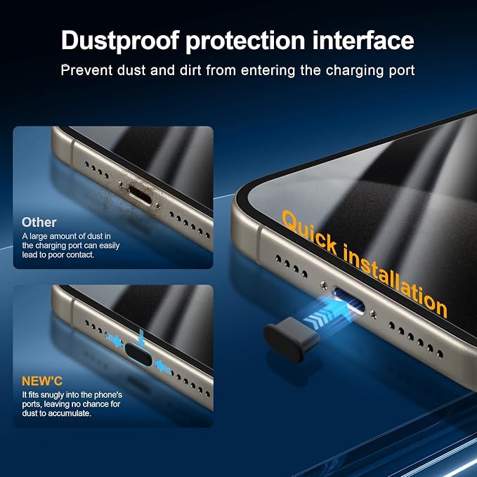 NEW'C 3x Privacy for iPhone 15 Pro Screen Protector (6.1 inches)+ 3x Camera Lens Protector, Sensor Protection, Case Friendly Tempered Glass Film + Dust Plug - Easy installation tool included - Image 5