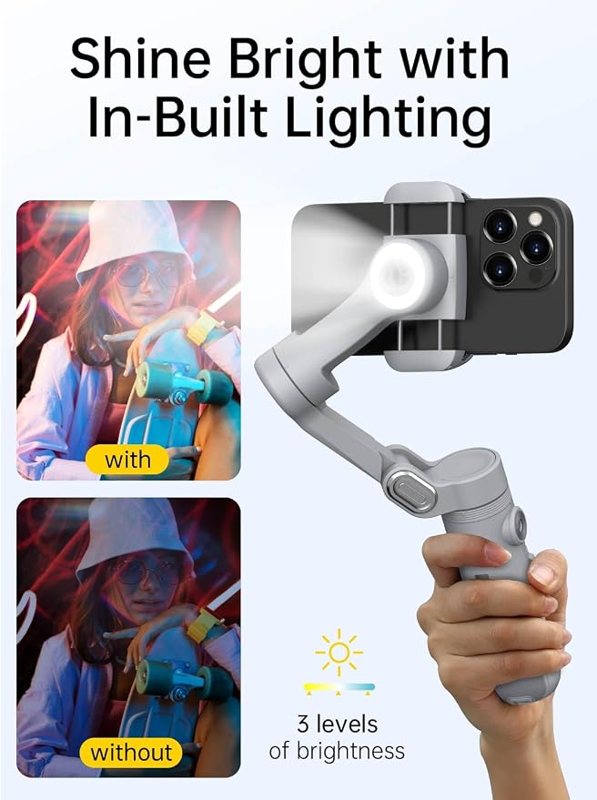 AOCHUAN Gimbal Stabilizer for Smartphone, 3-Axis Portable iPhone Gimbal w/OLED Display for iPhone/Andriod, Phone Gimbal with Face/Object Tracking for Tiktok YouTube Vlog-Smart X Pro Gray - Image 3