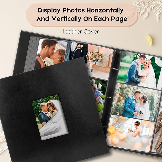 Veicevol Extra Large Photo Album 4x6 Pictures Holds 1000 Photos, Black | PU Leather Hardcover, Horizontal and Vertical Photos, Removable Black Acid-Free Pages, Family Wedding & Everyday Photos - Image 3