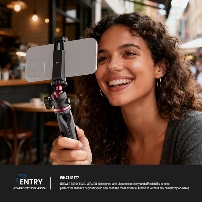 NEEWER Entry Level Version Mini Tripod for Camera, 360° Small Desk Portable DSLR Webcam Cell Phone Mount Holder Stand Selfie Stick Grip Compatible with iPhone Samsung Android Video Recording, GM-2G - Image 2