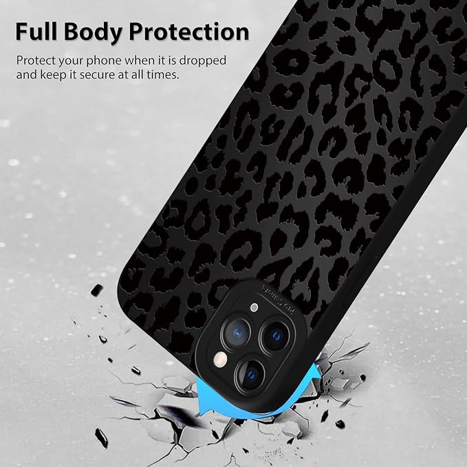 Cute Black Cheetah Print Phone Case for iPhone 11 Pro 5.8" | Aesthetic Leopard Pattern Design Cover Full Camera Lens Protective Shockproof Soft Slim TPU Funda for Men Women Girls - Image 3