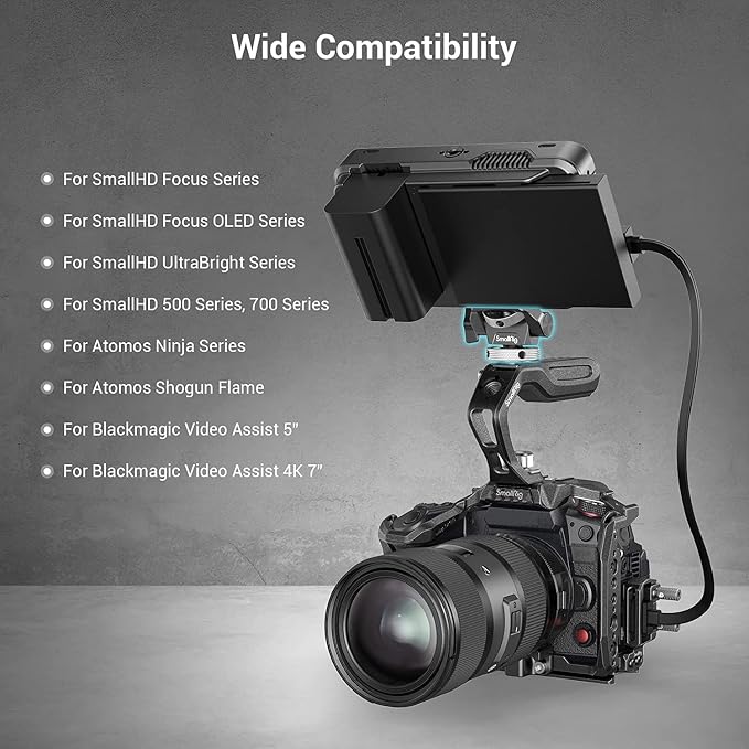 SmallRig Field Monitor Mount Holder Swivel and Tilt Adjustable with Cold Shoe Mount for 5" and 7" Monitor - Image 3