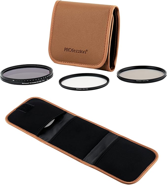 PROfezzion 3-Pocket Filter Pouch Case for Camera Lens Filter up to 82mm | Shock Resistant & Anti Scratch, Photography Foldout Filter Carry Case, with Microfiber Cleaning Cloth, Hook and Loop Design - Image 5