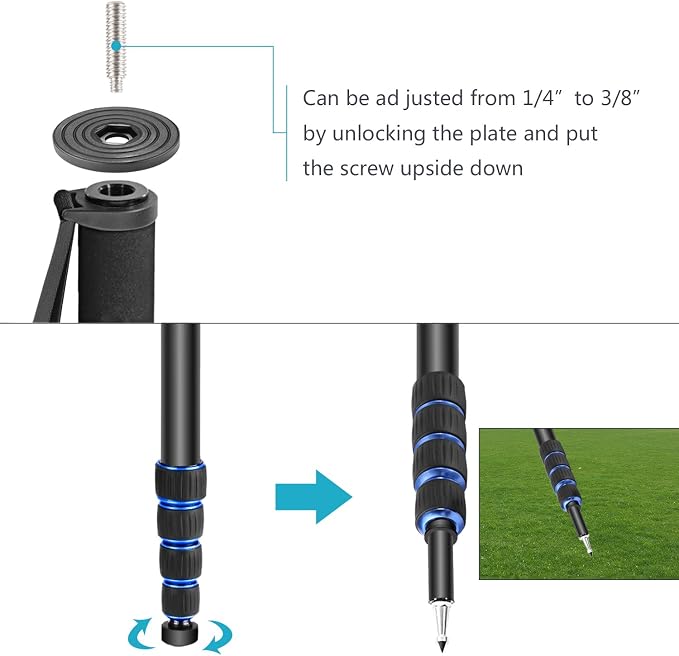NEEWER Extendable Camera Monopod with Detachable and Foldable Stand Base | Aluminium Alloy, Height 52-168 cm, Compatible with Nikon Sony DSLR; Maximum Load of 5 Kg - Image 7