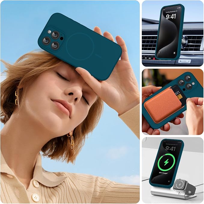 Miracase Magnetic for iPhone 15 Pro Case, Silicone, Soft Microfiber Lining - Image 6