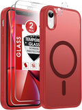 LeYi for iPhone-XR Phone Case Red with Screen Protector X2 + Camera Cover X2:[ MagSafe Compatible] Magnetic Cases for i Phone 10 iphoneXR Military Grade Protective Slim Matte Funda para 10XR, Red by LeYi