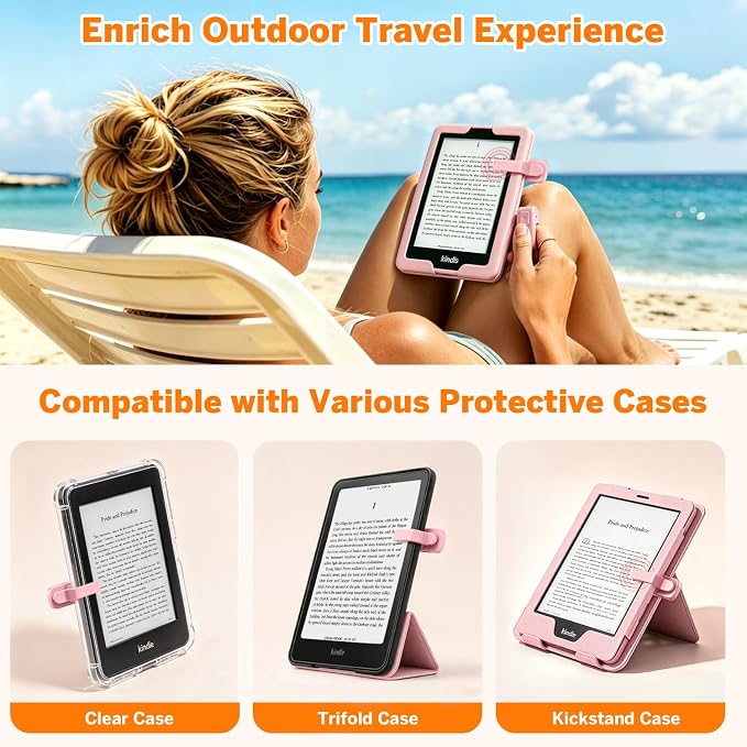 Page Turner Ring for Kindle,Remote Control for iPhone iPad Tablets eReaders | Clicker Page Turner for Kindle Accessories for Camera Video Record&Shutter Selfie with Storage Bag, Fits Thick Cases (Pink) - Image 6