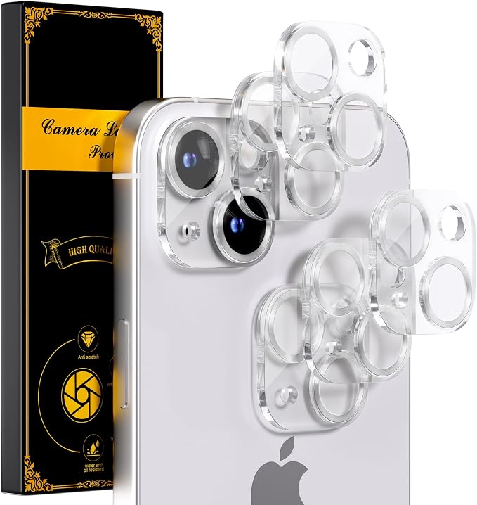 for 6 Pack iPhone 15 / iPhone 15 Plus Camera Lens Protector [Drop Protection] [Case Friendly] [Easy Installation] 9H Tempered Glass Camera Screen Protector Cover Accessories, CD Silver by Beuxece