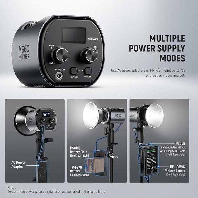 NEEWER MS60 LED Video Light with 2.4G/APP Control, 65W 5600K Daylight Mini COB Continuous Output Lighting, 40000lux/1m, CRI 97+/TLCI 98+, 9 Scenes, 0-100% PWM Dimming, Bowens Mount Adapter - Image 7