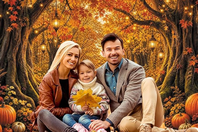 Fall Forest Photo Backdrop 10x8ft Autumn Garden Backdrop for Photography | Fall Pumpkin Maple Leaves Backdrops Wonderland Background for Photoshoot Thanksgiving Party Decorations Photo Booth Props - Image 6