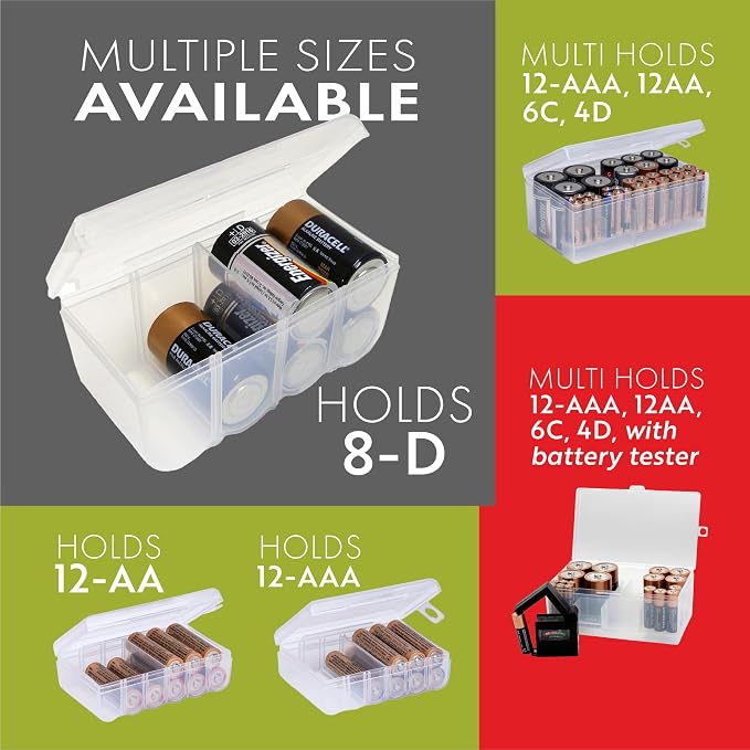 Dial Industries Battery Storage Organizer Case, Holds 8D | Keeps loose batteries sorted and easy to find, Compact size fits drawers or closets, Great for home or office use - Image 3