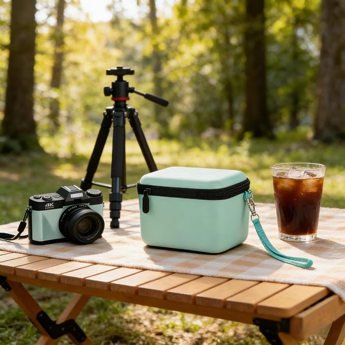 Comecase Vlogging Camera Case for Duluvulu/for VJIANGER 4K Digital Cameras | Mesh Pocket for Charging Cables and Batteries, Travel Storage for Vloggers, Parties and Camping (Green) - Case Only - Image 9