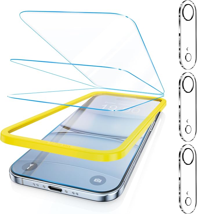 Fotbor [3+3 Pack for iPhone Air Screen Protector, Anti-Blue Light, [Eye Protection] 9H+ Tempered Glass with Camera Lens Protector by Fotbor