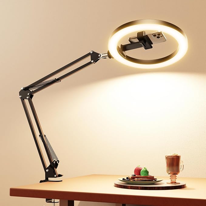 Upgrade Ring Light Overhead Camera Phone Mount for Desk, Evershop 10” Selfie Light with Stand Tripod for iPhone, Light with Phone Holder for Video Recording,Zoom Meeting,Live Streaming Tiktok,YouTube by Evershop
