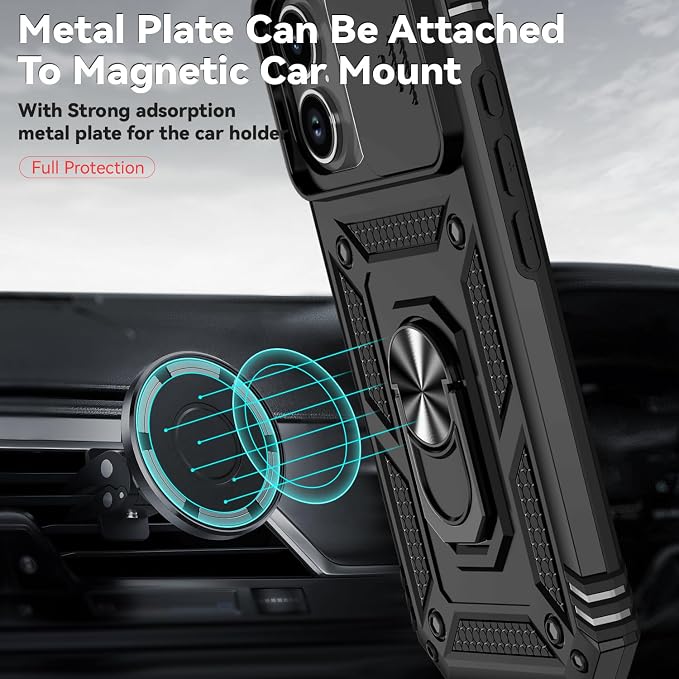 SunStory Compatible with iPhone 17 Case with HD Screen Protector & Slide Camera Cover & Rotated Ring Kickstand, [Military-Grade] iPhone Case for iPhone 17,Black - Image 5