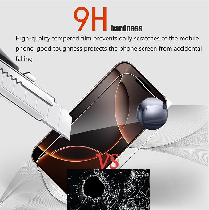 Front and Back Protector for iPhone 16 Pro + Camera Lens Protector | (2+2+2) 9H Hardness, Easy to Install with Alignment Tool,Case Friendly - Image 3
