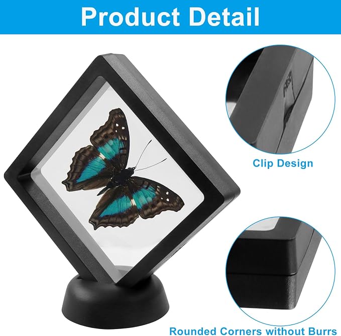 12Pcs 3D Floating Display Case, 3.5x3.5 Inch | Clear Film, Jewelry Storage Box, With Base, For Coin Fossils Rocks Collectors - Image 4