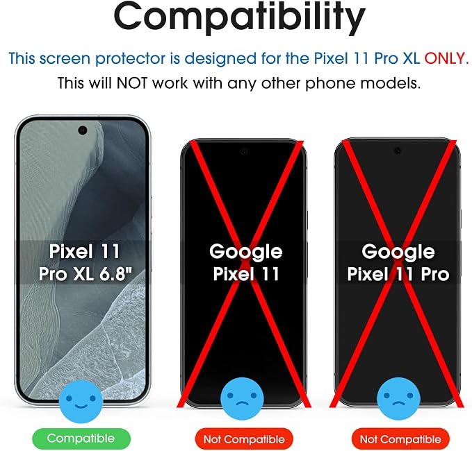amFilm OneTouch for Google Pixel 11 Pro XL Screen Protector Tempered Glass | 6.8” Auto-Alignment, 30s Install, Bubble Free, Scratch & Drop Protection, HD, Camera Lens Protector[2+2 Pack] (11PXL-6.8'') - Image 2