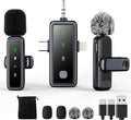 3 in 1 Wireless Lavalier Microphones for iPhone/Android/Camera, 2 Pack Mini Microphone LED Display Lapel Omnidirectional Mic with Mute/Reverb/Noise Reduction for TikTok/Podcast/Vlog Recording by ABYLFE
