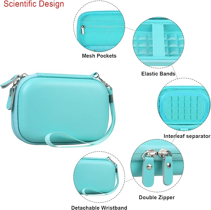 Elonbo Camera Carrying Case for KODAK Step Instant Smartphone Photo Printer | KODAK Step Portable Mini Color Wireless Mobile Printer Hard Travel Bag, Instant Color Picture Printer Storage Holder, Green+ - Image 4