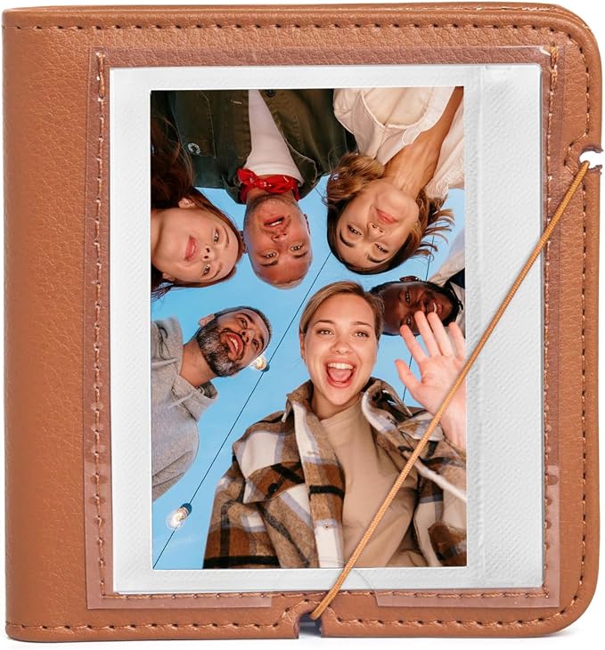 28 Pockets Wide Photo Album for Fujifilm Instax Wide 300 400, Polaroid 600 Film. (Brown) by LEONULIY