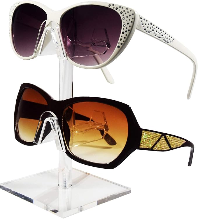 MOOCA 2-Piece Acrylic Eyewear Display Stand, Holds 4 Frames | Eyewear rack with oversized supports displays large sunglasses and eyeglasses for show,store,home and easy assemble.' - Image 5