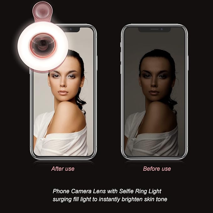 Macro Lens for iPhone and Android with Mini Clip Ring Light, Portable Rechargeable Dimming, for Smart Phone Photography, Camera Video Recording, VLOG - Image 3