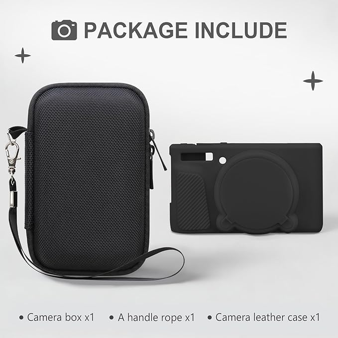 BOVKE Hard Case + Silicone Cover for Canon PowerShot SX740 HS Camera, Black | SX740 SX730 Digital Camera Shockproof EVA Storage Bag & Soft Silicone Protective Case with Removable Lens Cover, Wrist Strap - Image 2