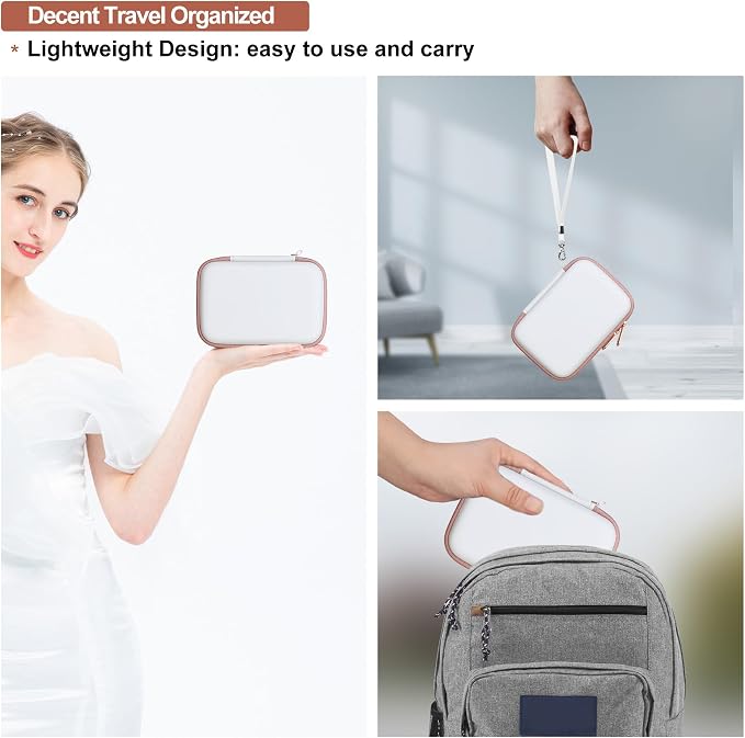 Elonbo Carrying Case for KODAK Mini 2 Retro 2x3 Portable Photo Printer | Bluetooth Smartphone Instant Color Printer Hard Travel Protective Bag, Mesh Pocket fits Cartridge Photo Paper Sheets, White - Image 8