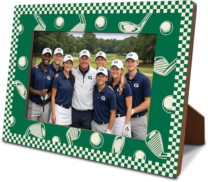 Golf Picture Frame, Golf Room Decor, Golfer Desk Decoration | A freestanding golf frame for team and course photos, ideal for office desks, shelves, clubhouses and trophy displays. by Unknown