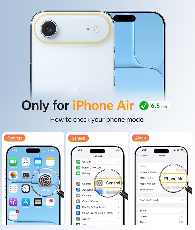 FNTCASE for iPhone Air Case, Fit for Magsafe, with Glass Screen Protector | Full Camera Protection, Translucent Matte, 14FT Military Grade Drop Proof, Shockproof Protective Phone Cover, Light Blue - Image 2