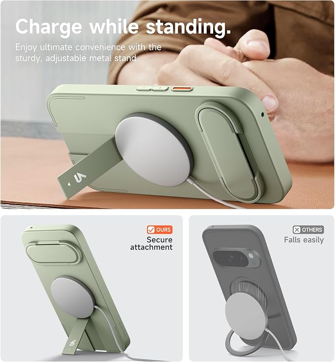 SURITCH for Google Pixel 10/10 Pro Phone Case, Compatible with MagSafe, Protective Cover with Camera Cover & Adjustable Metal Kickstand for Pixel 10/10 Pro 2025 -Sage Green - Image 6