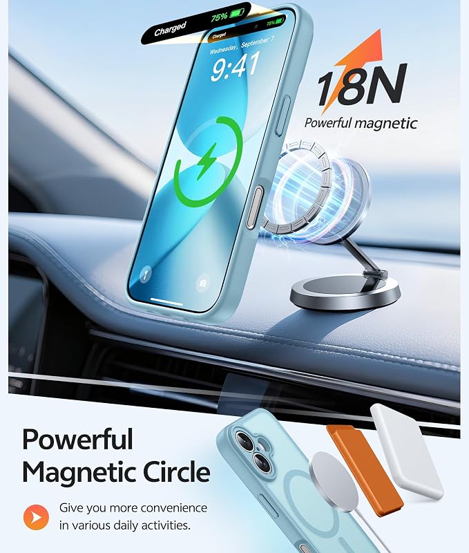 FNTCASE for iPhone 17 Case, Compatible with Magsafe, Glass Screen Protector | Full Camera Protection, Translucent Matte, 14FT Military Grade Drop Proof, Shockproof Protective Phone Cover, Teal - Image 3