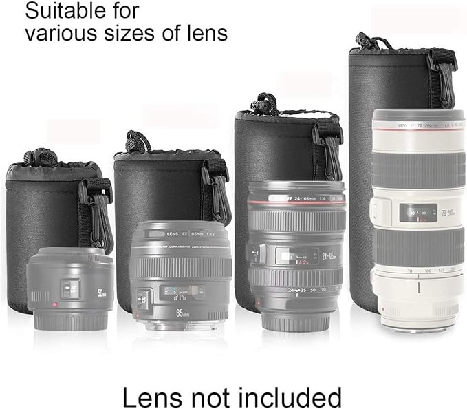 Selens 4 Pack Lens Cases with Thick Protective Neoprene Camera Lens Pouch | for DSLR Camera Lens Sony Nikon Olympus Panasonic - Size: Small, Medium, Large and Extra Large Pouches - Image 7