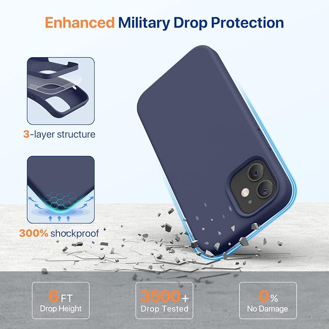 Miracase Silicone for iPhone 12 Case and iPhone 12 Pro Case, Dark Blue | Liquid Silicone Gel Rubber Shockproof Drop Protection Phone Case for iPhone 12/12 Pro 6.1 inch - Image 4