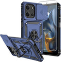 for Moto G 2026 /Moto G Play 2026 Case,with Screen Protector and Camera Cover,[Military Grade] 16ft.Drop Tested Cover with Magnetic Kickstand Protective Case for Motorola G 2026, Blue by SKMY