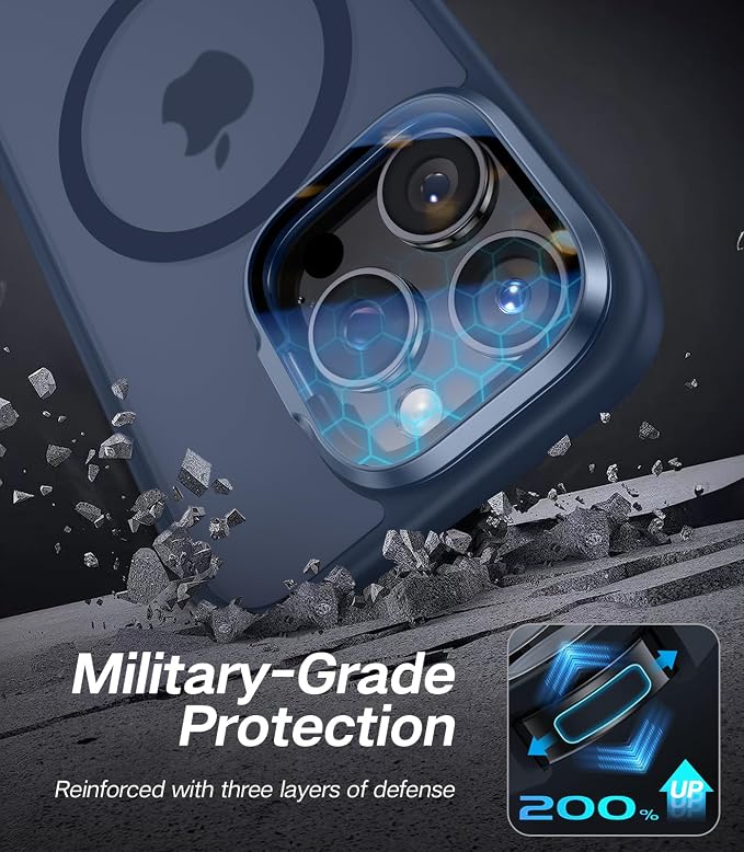 VOFATA [Upgraded] for iPhone 16 Pro Case with Camera Cover Stand [Fit for MagSafe][9H Camera Lens Protector] Mil-Grade Protection Translucent Matte Magnetic iPhone 16 Pro Phone Case, Blue - Image 5