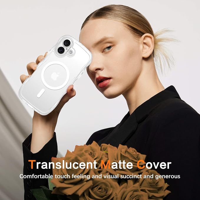 BENTOBEN Magnetic for iPhone 17 Case, Cute Wavy Full Camera Protection [Compatible with MagSafe] Translucent Matte Anti-Slip Bumper Women Girls Boys Protective Cover for 17 6.3", Clear White - Image 7