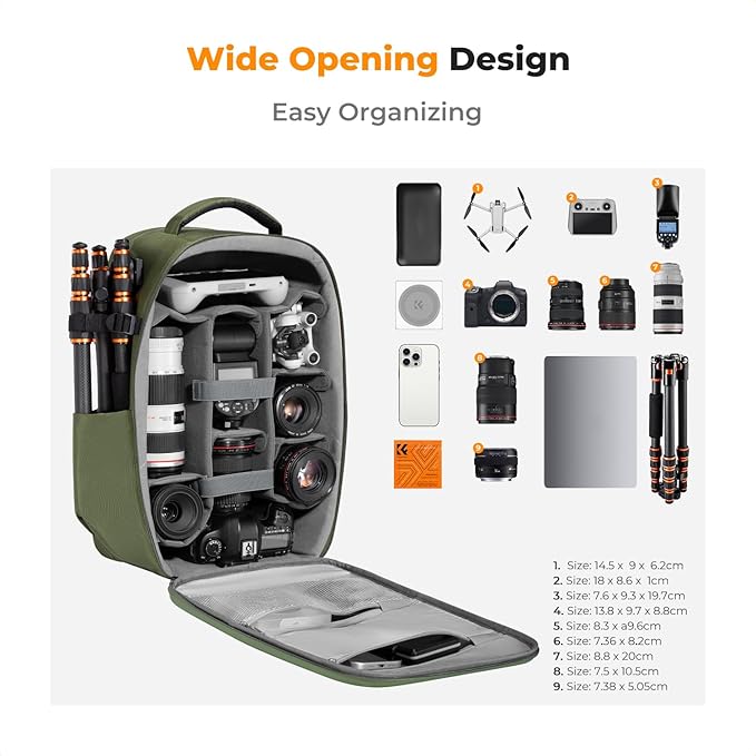 K&F CONCEPT Camera Backpack,Hardshell Photography DSLR Camera Bag | 15-15.6 Inch Laptop Compartment, Waterproof, Hard Shell Camera Case, Compatible with Canon/Nikon/Sony/DJI Mavic Drone, B07 - Image 2