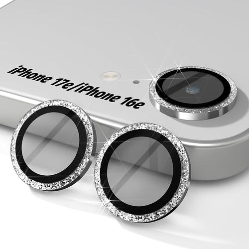 (3 Pack) Orzero Camera Lens Protector for iPhone 17e / iPhone 16e, [EZ Install] [Case-Friendly] 9H Tempered Glass Bling Lens Cover Accessories, Military-Grade Shockproof, HD Clarity Anti-Glare - Glitter Silver by JumpIntoOrzeroLet%E2%80%99sExploreLikeNeverBefore