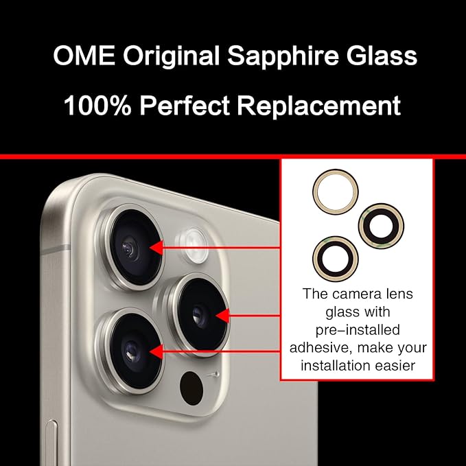 ASDAWN Back Rear Camera Lens Glass Replacement for iPhone 16 Pro 6.3 inches and iPhone 16 Pro Max 6.9 inches Camera Lens replacement with Pre-Installed Adhesive + Repair Tool Kit + Installation Manual - Image 4