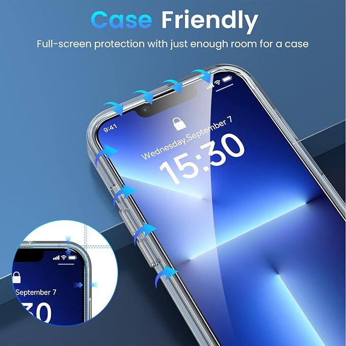 Fotbor for [3+3 Pack] iPhone 13 Pro Max Screen Protector with Camera Lens Protector, 9H Tempered Glass Case Friendly Film with Easy Installation Kit 6.7'' - Image 7