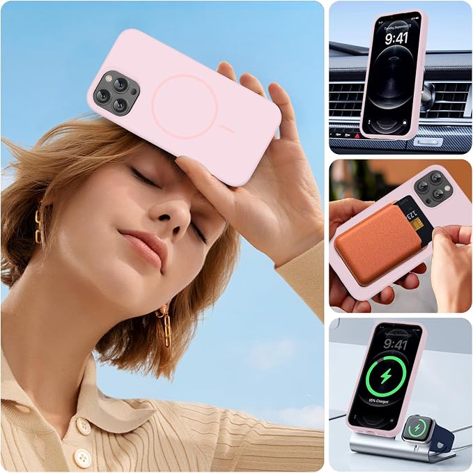 Miracase Silicone & Magnetic for iPhone 12 Pro Max Case, Sand Pink | Compatible with MagSafe, Soft Microfiber Lining, Premium Silicone Case Shockproof Drop Protection Phone Case for 12 Pro Max - Image 8