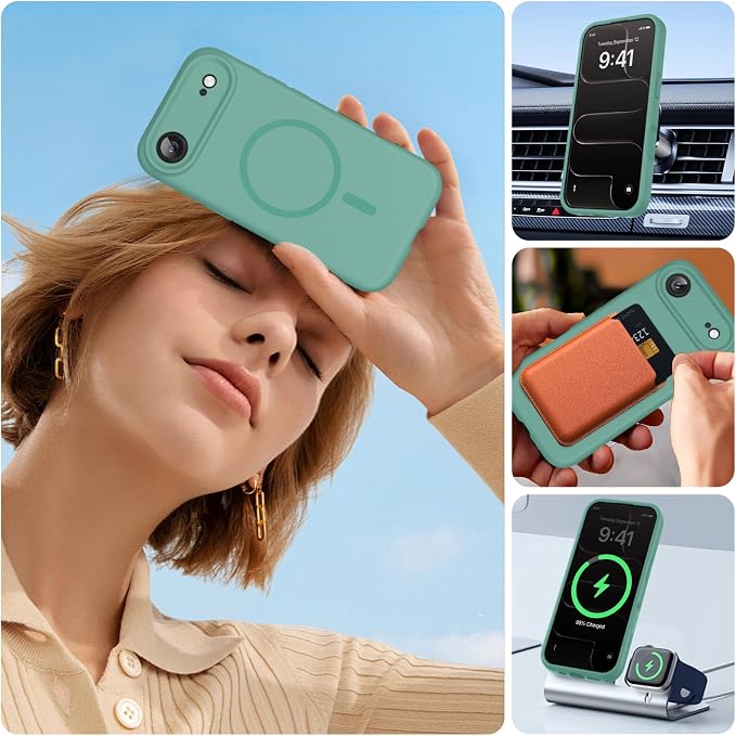 miracase Magnetic for iPhone Air Case, Compatible with MagSafe, Integrated Silicone Camera Control Cover, 3.0mm Thicken Shockproof Drop Protection Phone Case for 17 Air,Midnight Green - Image 5