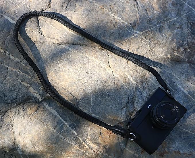 Paracord Woven Camera Neck Shoulder Strap Belt Hand Compatible with Canon Nikon Sony Olympus Pentax Fujifilm Panasonic SLR DSLR Digital Mirrorless Cameras 36inch Black - Image 2