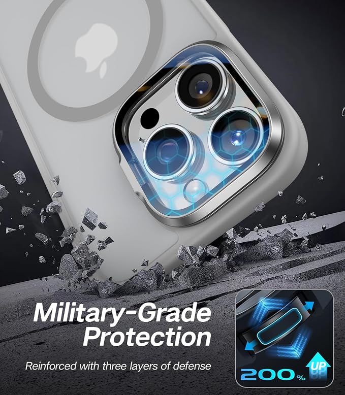 VOFATA [Upgraded] for iPhone 16 Pro Max Case with Camera Cover Stand [Fit for MagSafe][9H Camera Lens Protector] Mil-Grade Protection Translucent Magnetic iPhone 16 Pro Max Phone Case, Grey - Image 5