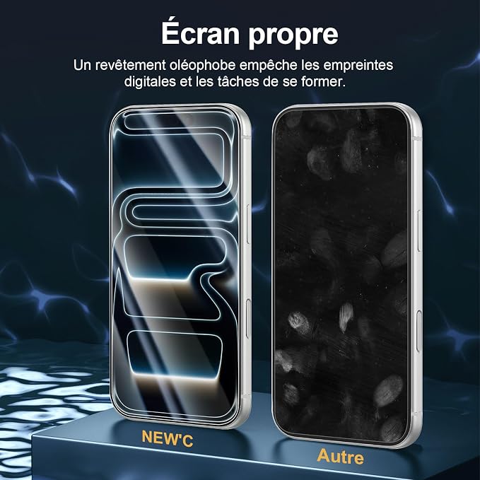NEW'C 3x Screen Protector for iPhone 17 Pro (6.3 inches)+ 3x Camera Lens Protector, Sensor Protection, Case Friendly Tempered Glass Film, Ultra Resistant, Easy installation tool include - Image 5