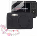 Camera Case for Kodak PIXPRO FZ55 with 2-Pack Screen Protector | Cute Charm Wrist Strap, Soft Silicone Protective Case with Removable Lens Cap for Kodak FZ55 Accessories - Black by Seltureone