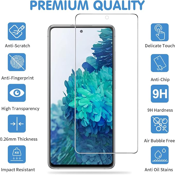 Galaxy S20 FE Screen Protector and Camera Protector, [3 Screen Protectors+3 Camera Protectors][Support Fingerprint] Tempered Glass Screen Protector for Samsung Galaxy S20 FE 5G/4G - Image 2