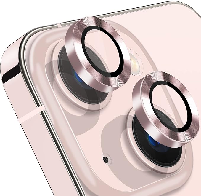 for iPhone 13 Mini/iPhone 13 Camera Lens Protector, Anti-Scratch 9H Tempered Glass Metal Camera Screen Protector Shockproof Cover Film Ring -2 Pcs Pink - Image 8